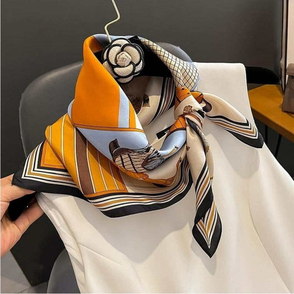 Luxury Inspired Horse Print Silk Satin Scarf - Picture 9 of 12